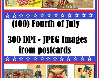 100 vintage Fourth of July Day images from Cards victorain 4th of July Card Making scrapbooking Uncle Sam Firecrackers American USA Flag