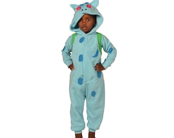 KinderTier Onesie (Kigurumi - Cosplay) - Blauer Frosch / Kröte (Bulbasaur inspiriert)