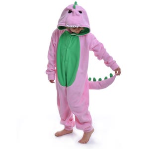 Kids Animal Onesie (Kigurumi - Cosplay) - Pink Dinosaur