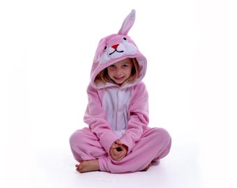 Kids Animal Onesie (Kigurumi - Cosplay - Anime - Costume) - Pink Bunny