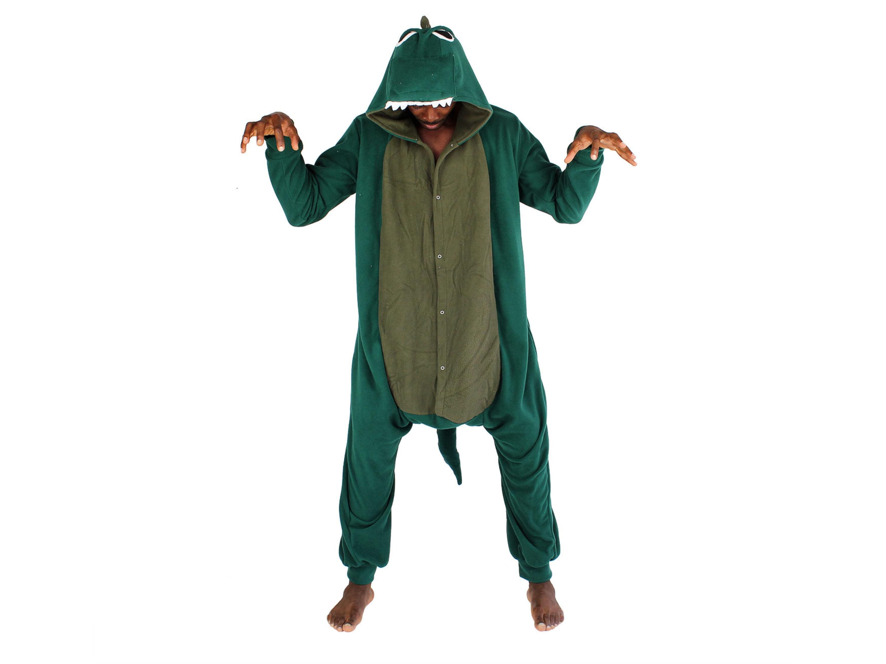 Joxessaien Dinosaurier Onesie Kostüm Für Erwachsene – Unisex Dino Overall Mit Kapuze Für Karneval & Halloween