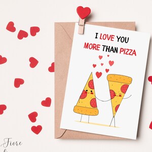 Kocham Cię Bardziej Niż Pizzę Walentynkowa Karta, Cyfrowa Karta, Natychmiastowe Pobieranie, Karta Chłopaka, Karta Dziewczyny, Karta Pizza