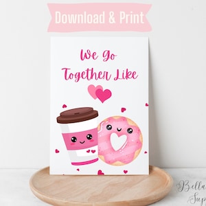 Nós vamos juntos como café e donuts Cartão de Dia dos Namorados, Cartão Digital, Download Instantâneo, Cartão de Namorado, Cartão de Namorada, Cartão de Donut