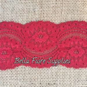 Red Stretch Lace Trim- Red Stretch Lace- Wide Stretch Lace- Wholesale Lace- DIY Headband