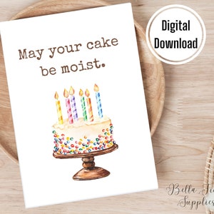Que votre gâteau soit moelleux, carte d'anniversaire, carte numérique, téléchargement immédiat, carte d'anniversaire drôle, carte vierge
