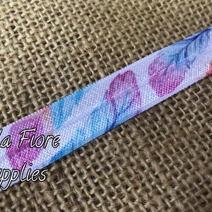 Feather Fold Over Elastic- Feather foe- Bright Rainbow- FOE- Wholesale FOE- DIY Headband- Fold Over Elastic- 5/8” By the Yard