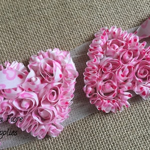 Pink Shabby Chiffon Hearts -Valentines Day Shabby- Red Pink White Heart Shabby- 3 inch- Shabby Chiffon Flowers- Wholesale-