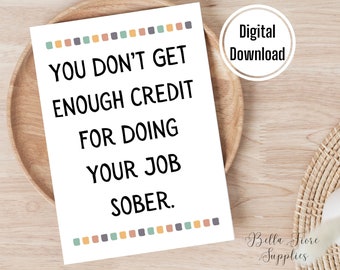 Grappige sobere jobkaart, Boss's Day, vriendenkaart (digitale download)