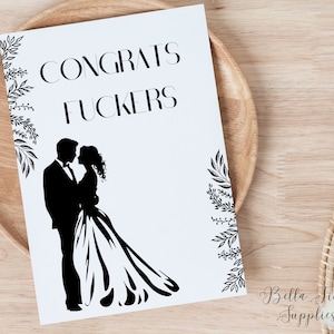 Cartão de casamento de parabéns, filhos da puta, download instantâneo, cartão de casamento engraçado, cartão para impressão, cartão de parabéns, cartão de noivado