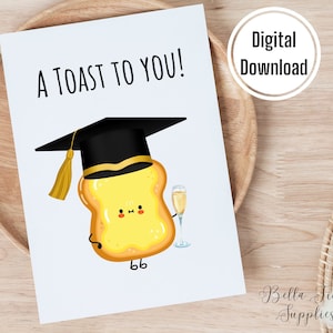Un toast, carte de fin d'études, carte imprimable, carte numérique, téléchargement immédiat, carte de toast, carte de félicitations