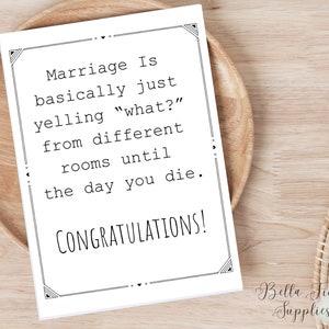 Marriage is Yelling What Wedding Card, Instant Download, Funny Wedding Card, Printable Card, Congratulations Card, Engagement Card