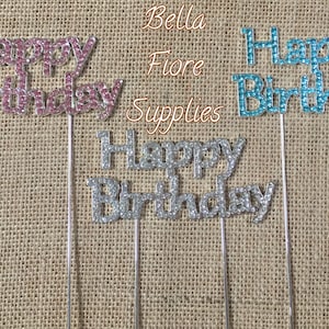 Happy Birthday Rhinestone Cake Topper- Crystal Cake Topper- Cake Topper- Cake Decorations-