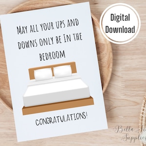 Ups and Downs Bedroom Card, Instant Download, Funny Wedding Card, Printable Card, Congratulations Card, Engagement Card