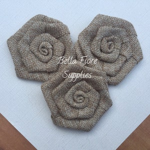 Brown Coffee Burlap Rolled Rosette Flowers, 3 inches, Burlap Flowers, Wedding Supply, Burlap Rose