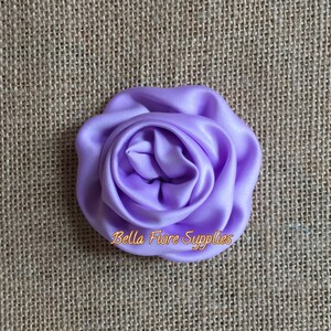 Lavender Satin Rolled Rosette Flowers- Purple Rosette Flowers- 3 inch Rosettes- DIY Satin Headband- Wholesale Satin Rosette Flowers