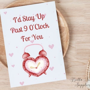 Ich würde nach 9 Uhr bleiben Valentinstag Karte, digitale Karte, sofortiger Download, Freund Karte, Freundin Karte, Pizza Karte, Freund Karte