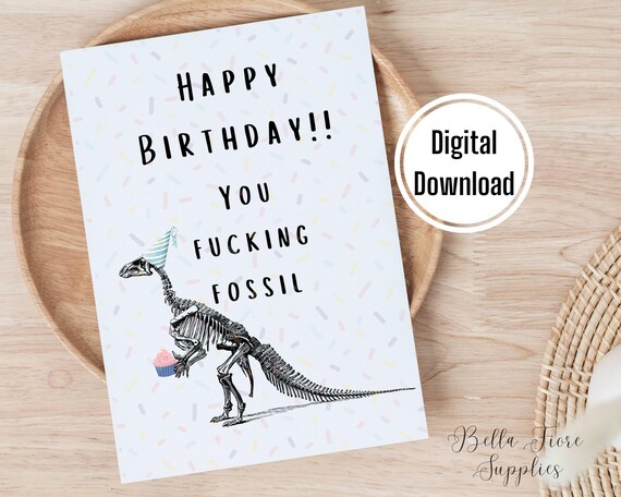 Old English Co. Funny Dinosaur Birthday Card For Him Her...