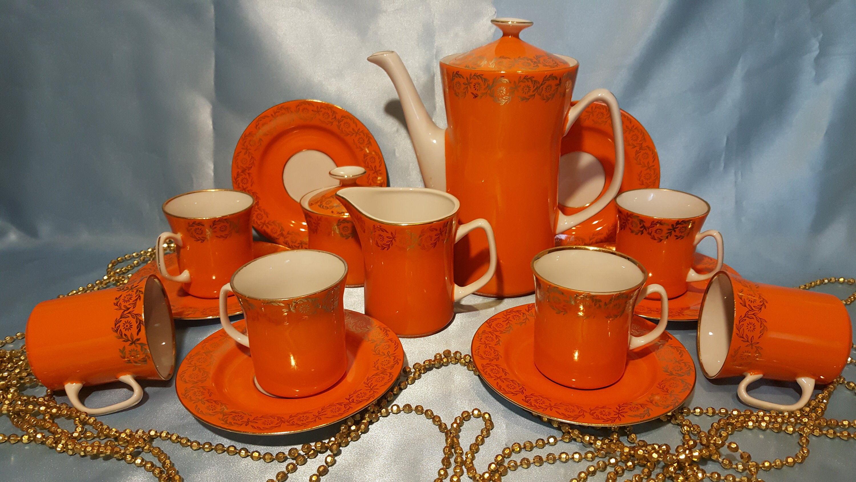 Vintage porcelain coffee set made in Poland 15/6 pieces Etsy