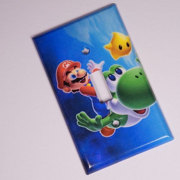 Decorative Mario and Yoshi single light switch plate cover