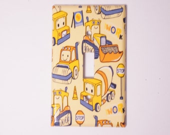 Decorative cute construction vehicles single light switch plate cover