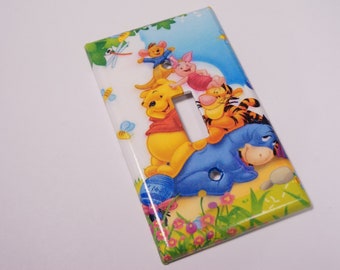 Decorative Winnie the pooh and friends single light switch plate cover