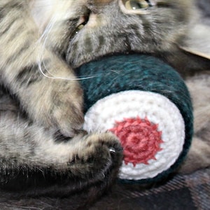 One large catnip sushi cat toy, sushi amigurumi, biodegradable plastic free zero waste cat gift