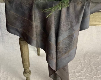 Vintage linen tablecloth with Indigo and eco-prints