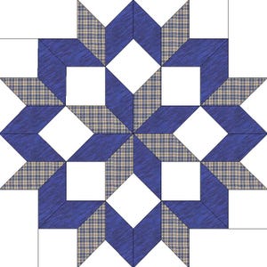 Denim Star Barn Quilt, Light weight, w/ UV Film. Note: 4 wks to ship