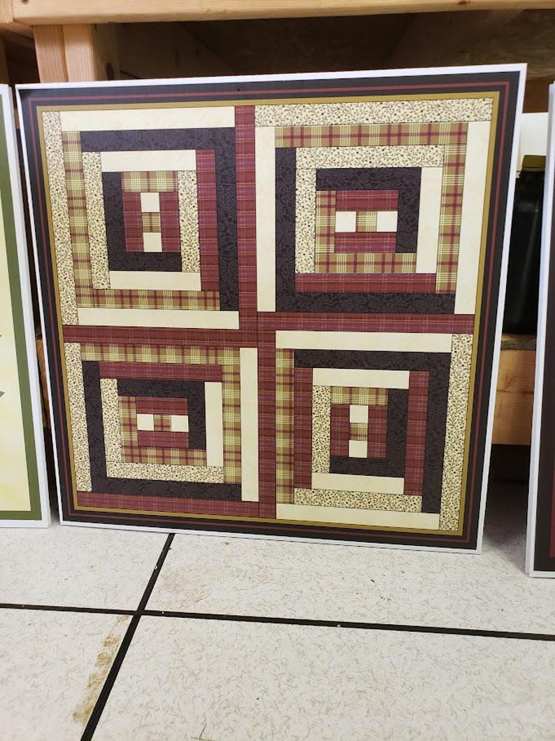 Log Cabin Barn Quilt, Light weight, w/ UV Film. Note: 4 wks to ship image 4