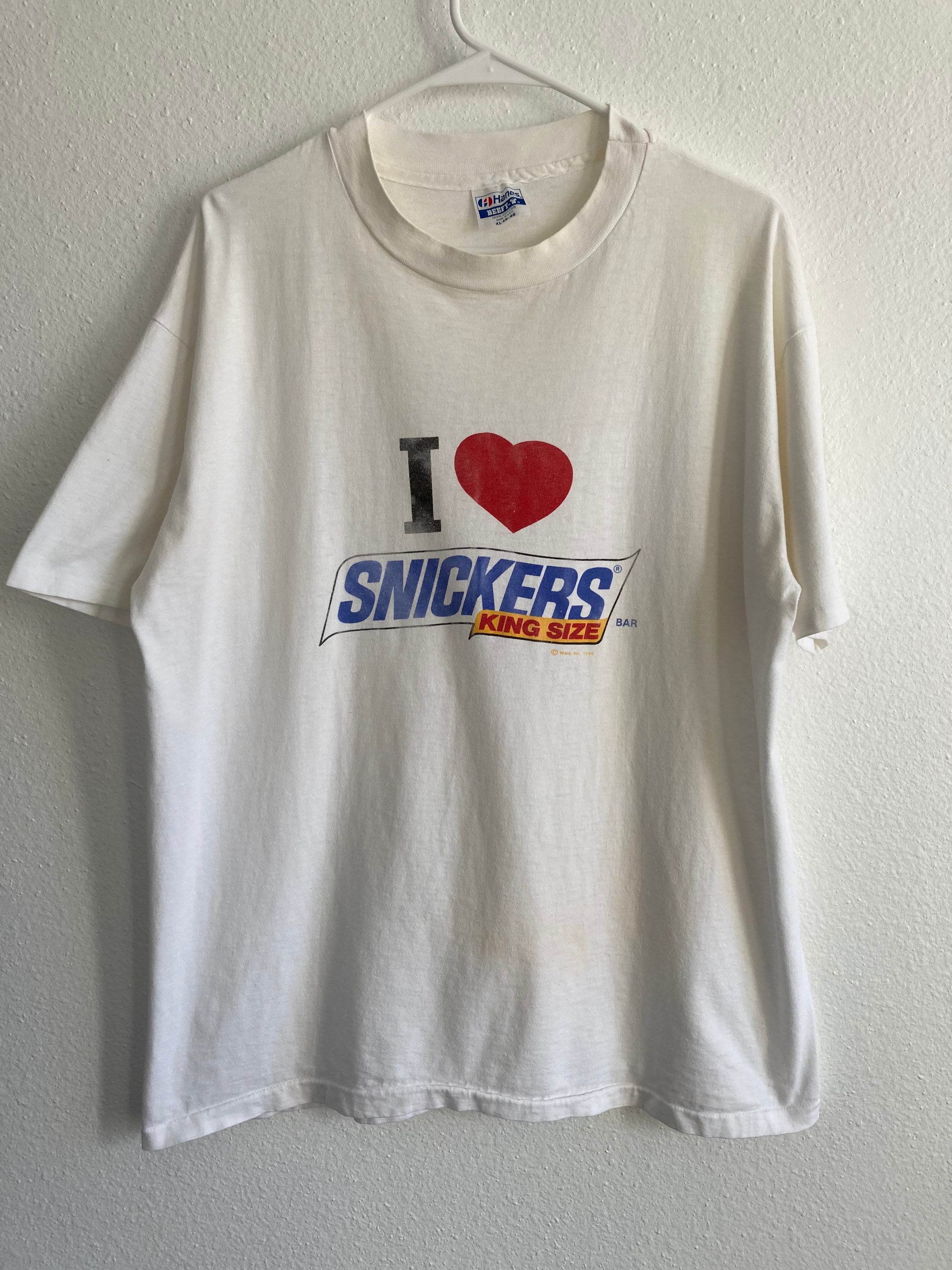 Vintage Snickers Bar King Size 1985 Men's XL White 80s Promo Shirt
