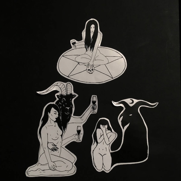 Witch Satan Baphomet Stickers / Black Phillip Goat VVitch / Occult Sticker Pack