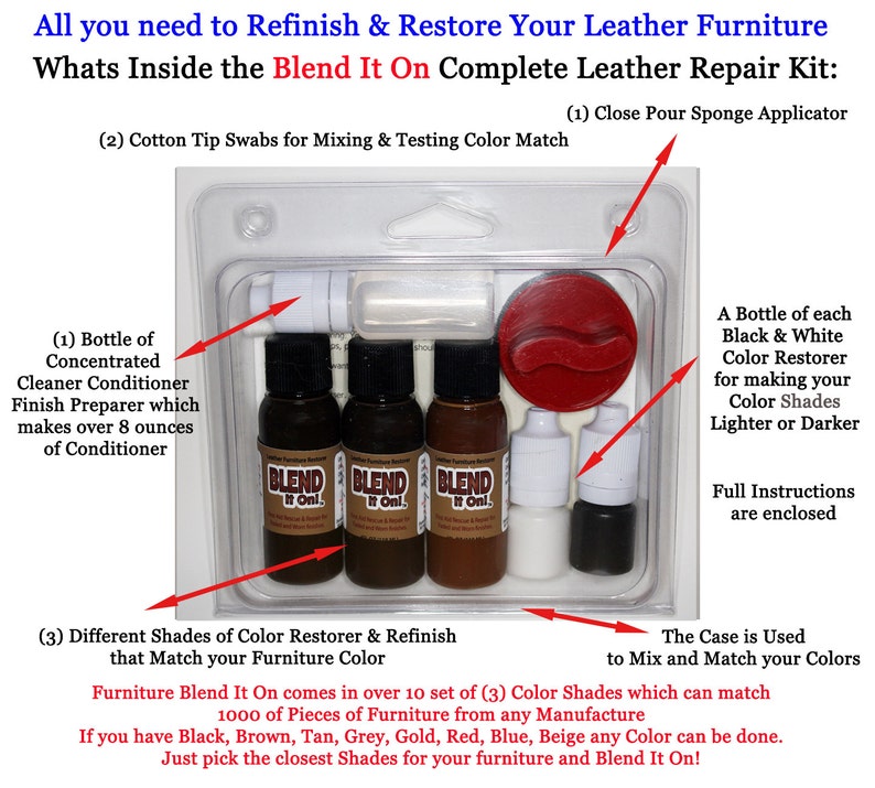 Furniture Leather Max Complete Leather Refinish and Repair Kit Etsy