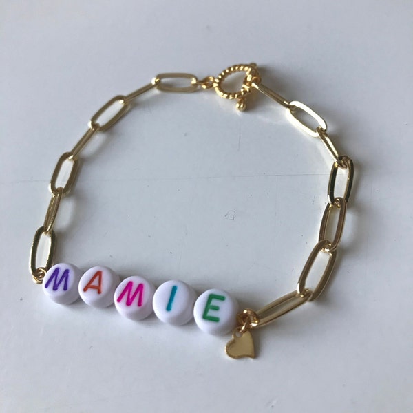 Letter bracelet, granny bracelet, golden chain bracelet, Grandmother's Day, Grandma gift