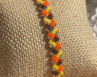 Herringbone bracelet, flat bead bracelet, miyuki bracelet, woven beaded bracelet, Tila beads