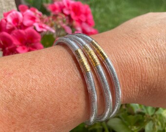 Buddhist bangle, bangle bracelet, silver bangle, flexible bangle bracelet