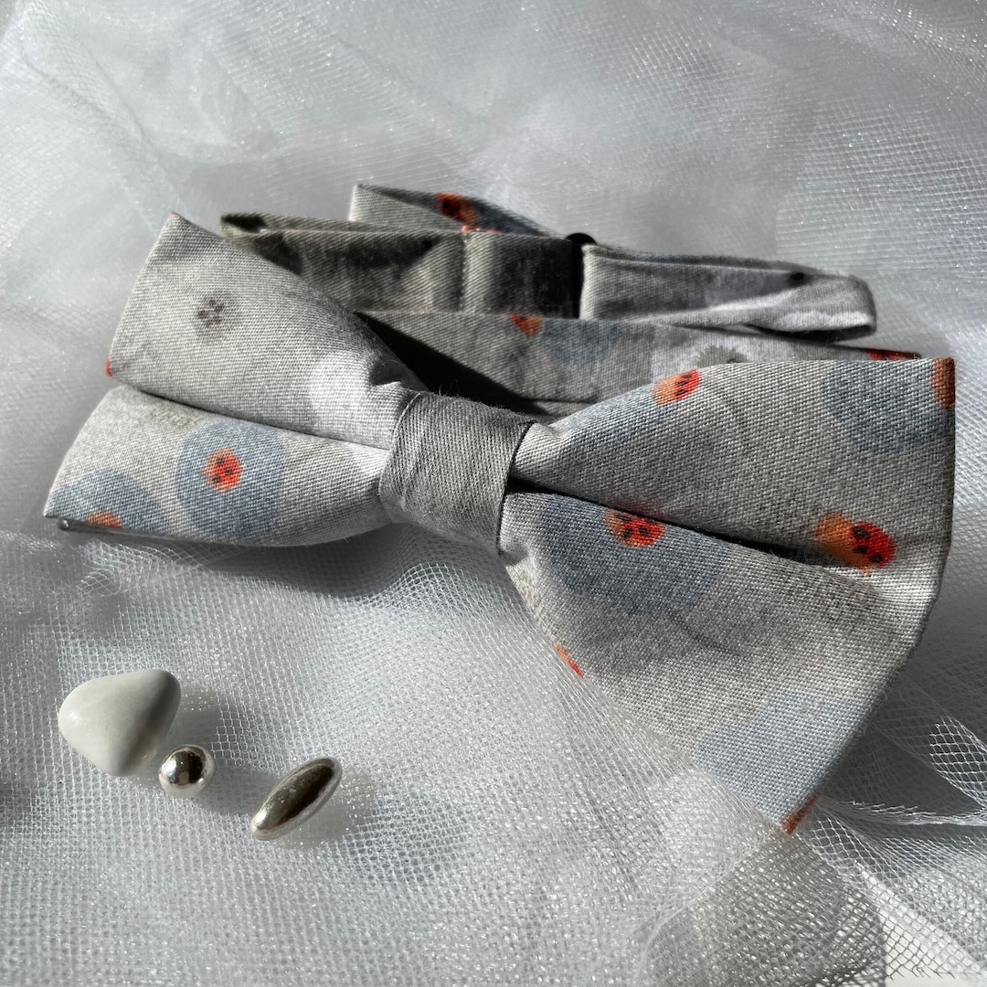 Gray Bow Tie Cotton Bow Tie Double Bow Tie Adjustable Neck Etsy Singapore