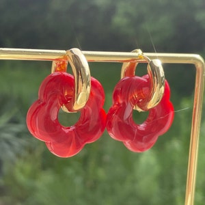 Flower hoop earrings, flower earrings, flower hoop earrings, large gold hoop earrings