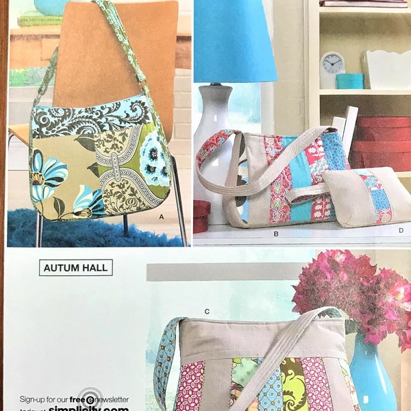 Simplicity 2617 Patchwork Bags Sewing Pattern with 3 Variations, Make Up Bag, Tissue Holder and Key Rings