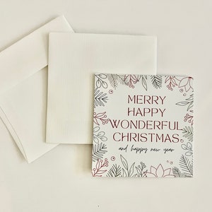 5 Mini Christmas Cards - Merry Happy Wonderful Christmas
