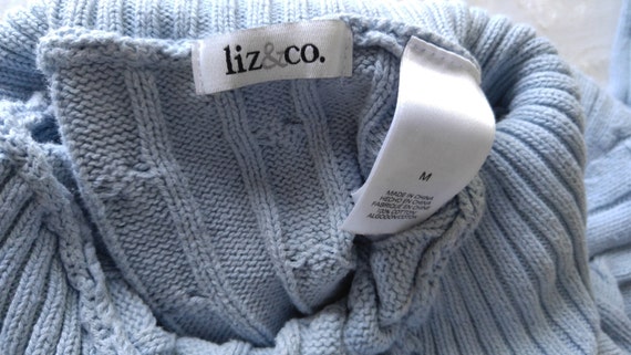 Liz  Co Light Blue Long Sleeved Sweater - image 4