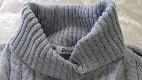 Liz  Co Light Blue Long Sleeved Sweater - image 5