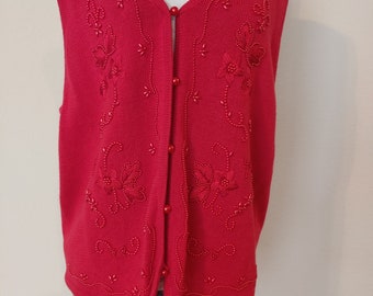 Requirements Red Sleeveless Button-up Sweater Vest