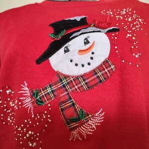 Red Snowman Long Sleeve Sweatshirt Christmas Decorated Original