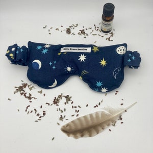 Weighted lavender & flaxseed sleep mask / removable cover weighted sleep mask/ Nature inspired sleep mask glow in dark sky