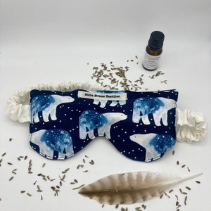 Weighted lavender & flaxseed sleep mask / removable cover weighted sleep mask/ Nature inspired sleep mask Polar bear