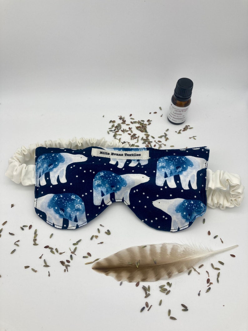 Weighted lavender & flaxseed sleep mask / removable cover weighted sleep mask/ Nature inspired sleep mask Polar bear