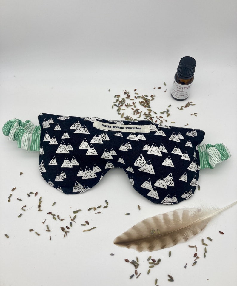 Weighted lavender & flaxseed sleep mask / removable cover weighted sleep mask/ Nature inspired sleep mask mountains black