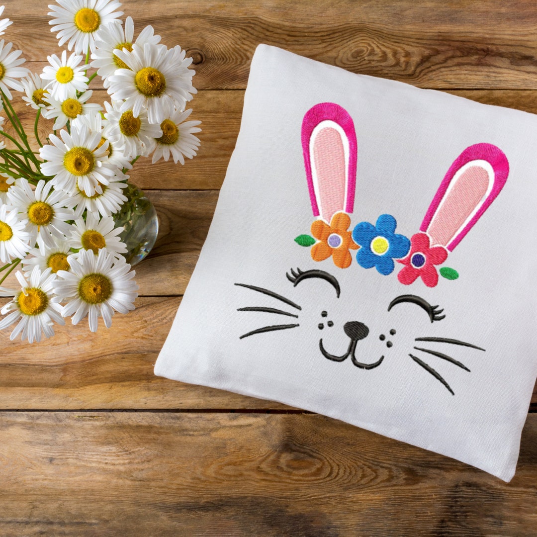 Bunny Face Embroidery Designs, Rabbit ,flower, Wreath, Easter ...
