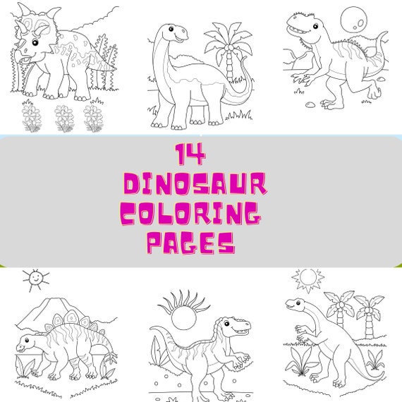24 Kids Dinosaur Coloring Pages Printable Dinosaur Coloring Book for Boys &  Girls, Instant Download 