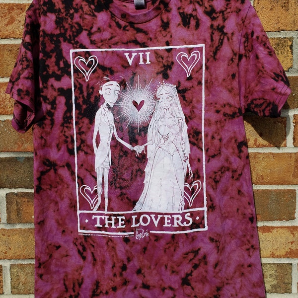 The Corpse Bride purple tie dye shirt. Size men's medium. NEW. Tim Burton. Tarot card